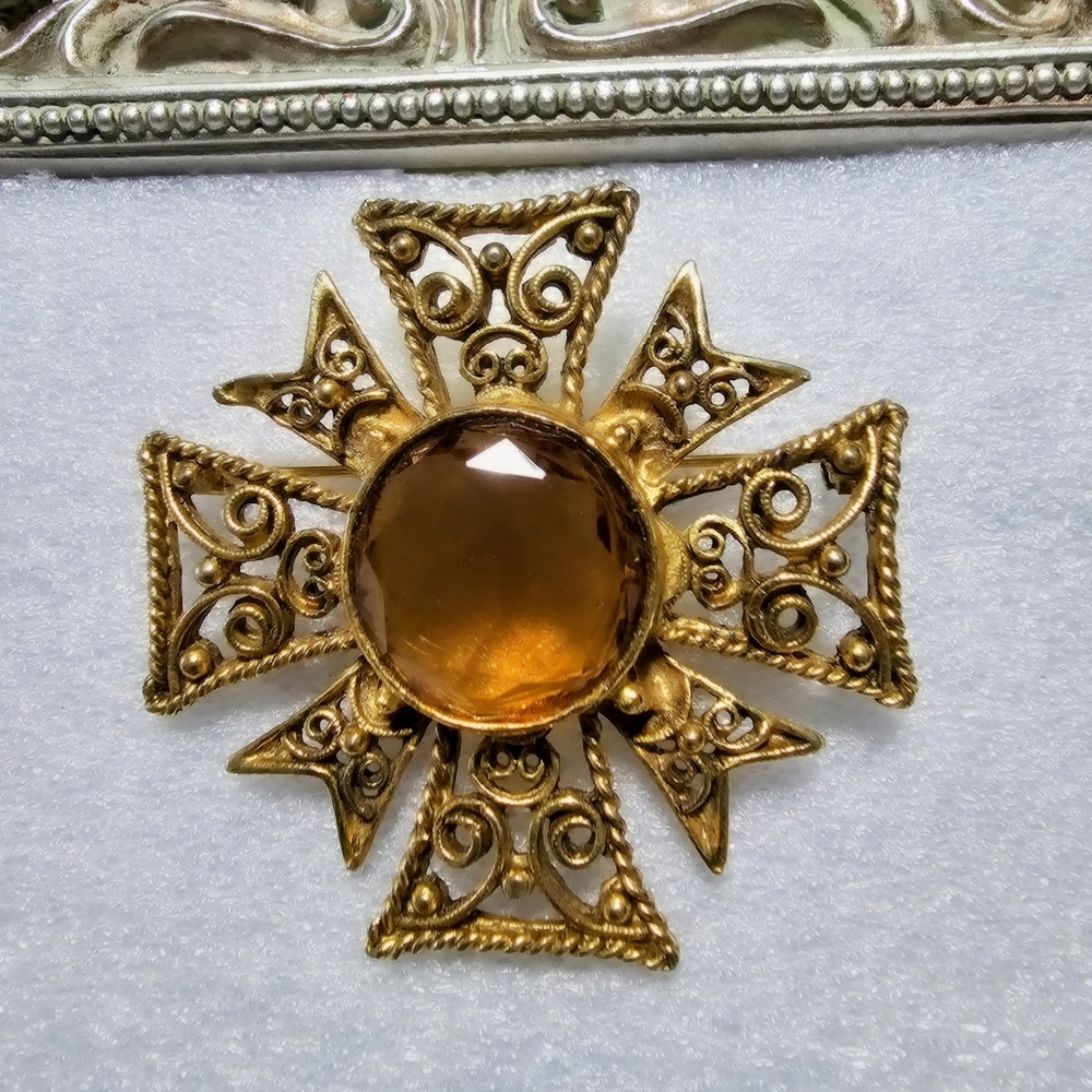 Albert Weiss Gold and Amber Decorative Cross